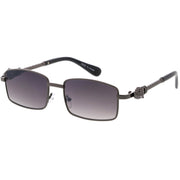 zeroUV Bold Retro Jaguar Metal Plated Detail Square Sunglasses D247 Sunglasses White Smoke Gold / Clear Fade,Silver / Clear Fade,Gunmetal / Lavender,Gold / Amber