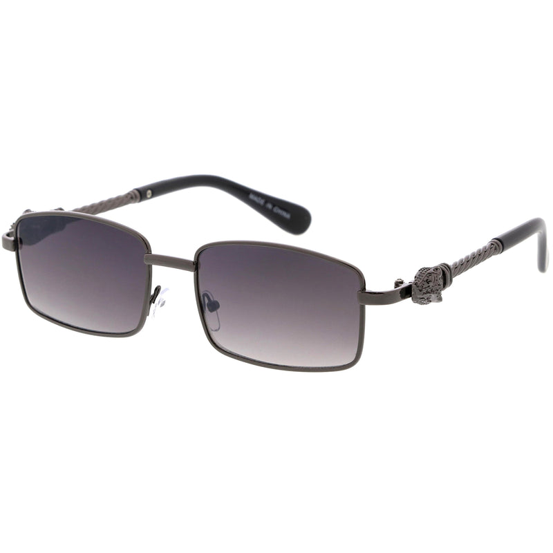 zeroUV Bold Retro Jaguar Metal Plated Detail Square Sunglasses D247 Sunglasses White Smoke Gold / Clear Fade,Silver / Clear Fade,Gunmetal / Lavender,Gold / Amber