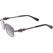 zeroUV Bold Retro Jaguar Metal Plated Detail Square Sunglasses D247 Sunglasses White Smoke Gold / Clear Fade,Silver / Clear Fade,Gunmetal / Lavender,Gold / Amber