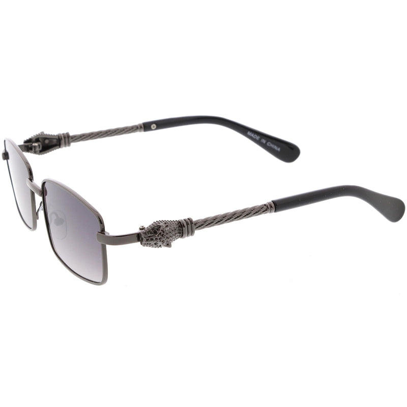 zeroUV Bold Retro Jaguar Metal Plated Detail Square Sunglasses D247 Sunglasses White Smoke Gold / Clear Fade,Silver / Clear Fade,Gunmetal / Lavender,Gold / Amber