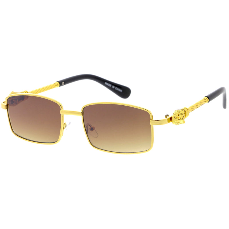 zeroUV Bold Retro Jaguar Metal Plated Detail Square Sunglasses D247 Sunglasses White Smoke Gold / Clear Fade,Silver / Clear Fade,Gunmetal / Lavender,Gold / Amber