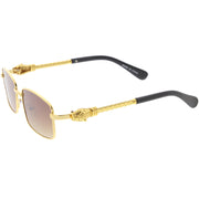 zeroUV Bold Retro Jaguar Metal Plated Detail Square Sunglasses D247 Sunglasses White Smoke Gold / Clear Fade,Silver / Clear Fade,Gunmetal / Lavender,Gold / Amber
