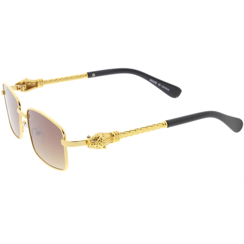 zeroUV Bold Retro Jaguar Metal Plated Detail Square Sunglasses D247 Sunglasses White Smoke Gold / Clear Fade,Silver / Clear Fade,Gunmetal / Lavender,Gold / Amber