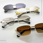zeroUV Bold Retro Jaguar Metal Plated Detail Square Sunglasses D247 Sunglasses Lavender Gold / Clear Fade,Silver / Clear Fade,Gunmetal / Lavender,Gold / Amber