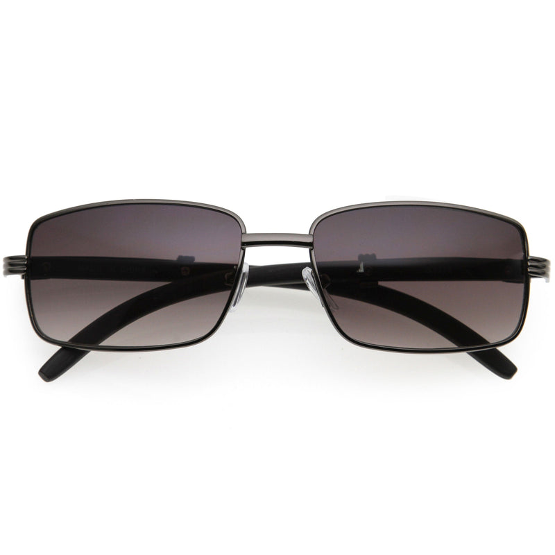 zeroUV Medium Dapper Sleek Metal Two-Tone Square Sunglasses D249 Sunglasses White Smoke Gunmetal / Lavender