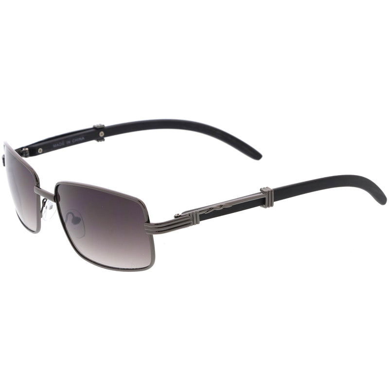 zeroUV Medium Dapper Sleek Metal Two-Tone Square Sunglasses D249 Sunglasses White Smoke Gunmetal / Lavender,Gold / Amber,Gold / Clear Fade