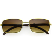zeroUV Medium Dapper Sleek Metal Two-Tone Square Sunglasses D249 Sunglasses White Smoke Gold / Amber
