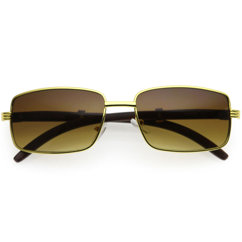 zeroUV Medium Dapper Sleek Metal Two-Tone Square Sunglasses D249 Sunglasses White Smoke Gold / Amber