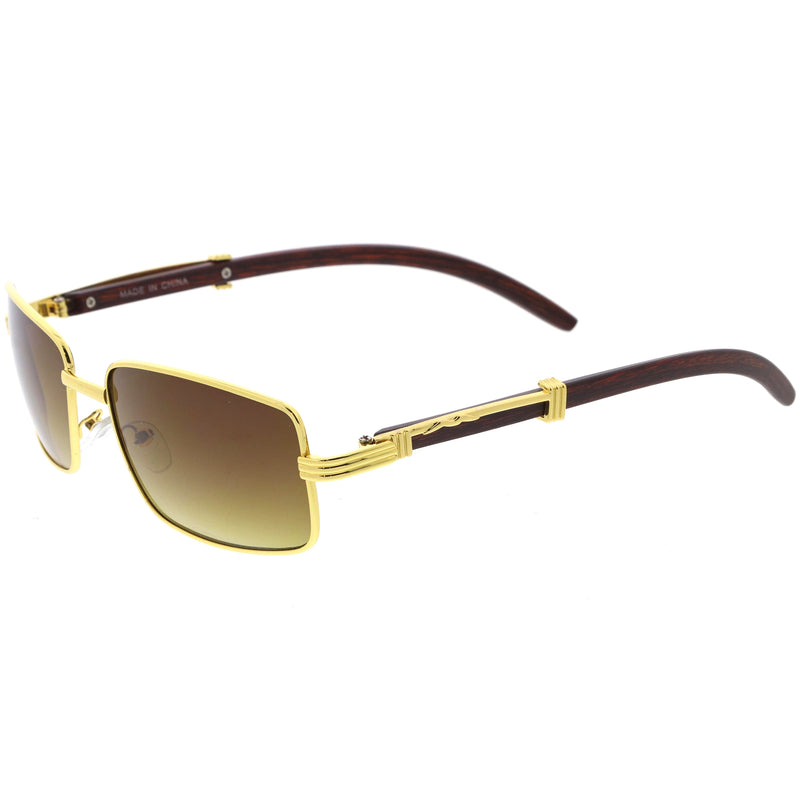 zeroUV Medium Dapper Sleek Metal Two-Tone Square Sunglasses D249 Sunglasses White Smoke Gunmetal / Lavender,Gold / Amber,Gold / Clear Fade