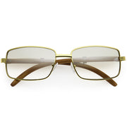 zeroUV Medium Dapper Sleek Metal Two-Tone Square Sunglasses D249 Sunglasses White Smoke Gold / Clear Fade