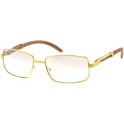 zeroUV Medium Dapper Sleek Metal Two-Tone Square Sunglasses D249 Sunglasses White Smoke Gunmetal / Lavender,Gold / Amber,Gold / Clear Fade