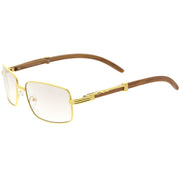 zeroUV Medium Dapper Sleek Metal Two-Tone Square Sunglasses D249 Sunglasses White Smoke Gunmetal / Lavender,Gold / Amber,Gold / Clear Fade