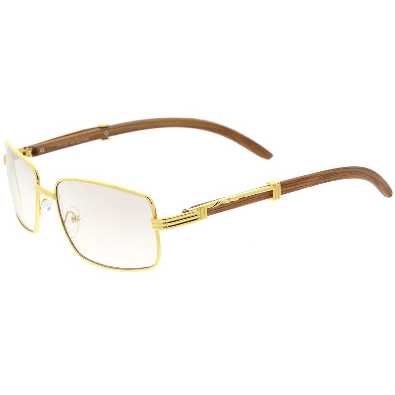 zeroUV Medium Dapper Sleek Metal Two-Tone Square Sunglasses D249 Sunglasses White Smoke Gunmetal / Lavender,Gold / Amber,Gold / Clear Fade