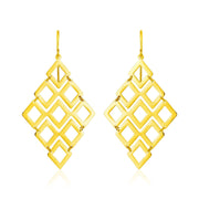 Bids.com 14k Yellow Gold Earrings with Polished Open Diamond Motifs Earrings White Smoke Yellow Gold
