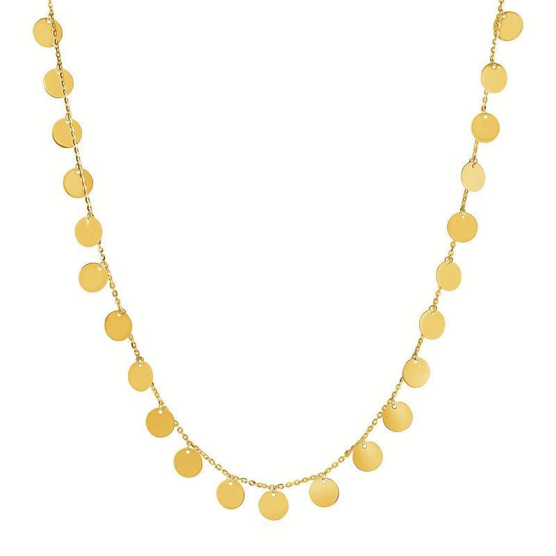 Bids.com Choker Necklace with Polished Discs in 14k Yellow Gold Necklaces White Smoke 16 / Yellow Gold