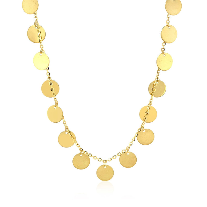 Bids.com Choker Necklace with Polished Discs in 14k Yellow Gold Necklaces White Smoke 16 / Yellow Gold