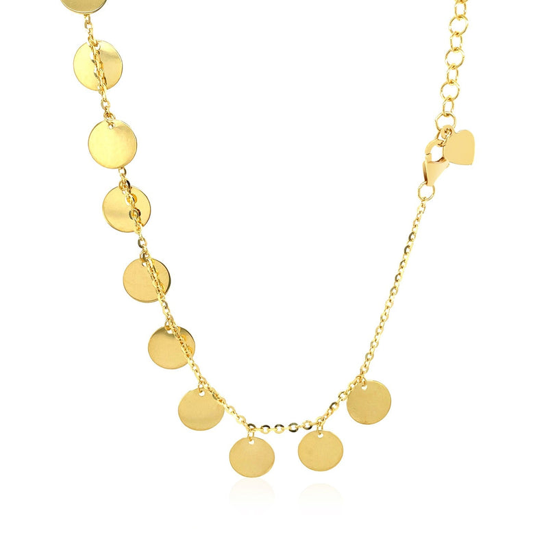 Bids.com Choker Necklace with Polished Discs in 14k Yellow Gold Necklaces White Smoke 16 / Yellow Gold