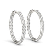 Bids.com 14k White Gold Two Row Pave Set Diamond Hoop Earrings (7 cttw) Earrings White Smoke White Gold