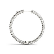 Bids.com 14k White Gold Two Row Pave Set Diamond Hoop Earrings (7 cttw) Earrings White Smoke White Gold