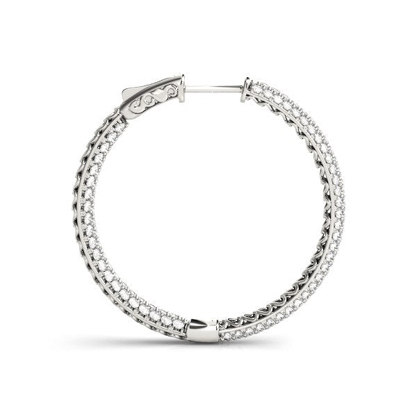 Bids.com 14k White Gold Two Row Pave Set Diamond Hoop Earrings (7 cttw) Earrings White Smoke White Gold