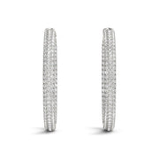 Bids.com 14k White Gold Two Row Pave Set Diamond Hoop Earrings (7 cttw) Earrings White Smoke White Gold