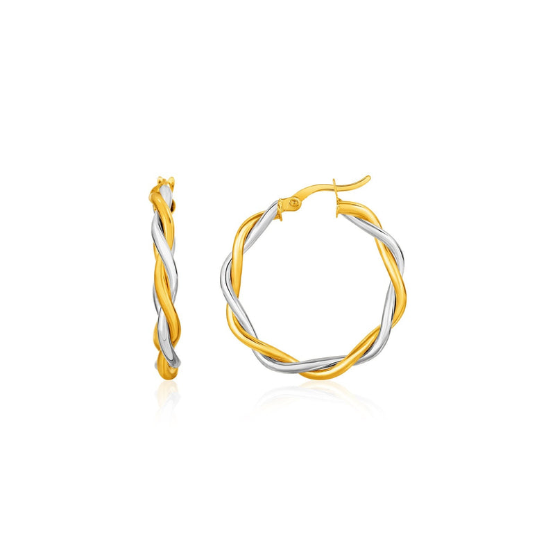 Bids.com Two-Tone Twisted Wire Round Hoop Earrings in 10k Yellow and White Gold Earrings White Smoke Two-Tone Gold