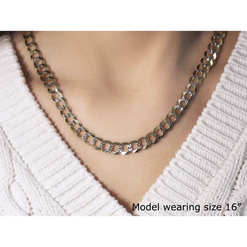 Bids.com 8.2 mm 14k Two Tone Gold Pave Curb Chain Necklaces Lavender 22 / Two-Tone Gold,24 / Two-Tone Gold,26 / Two-Tone Gold,One / Two-Tone Gold