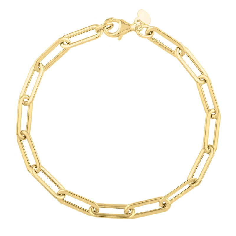 Bids.com 14k Yellow Gold Long Domed Paperclip Chain Bracelet (4.80 mm) Bracelets White Smoke 7.5 / Yellow Gold