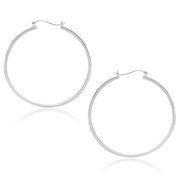 Bids.com 10k White Gold Polished Hoop Earrings (40mm) Earrings White Smoke White Gold