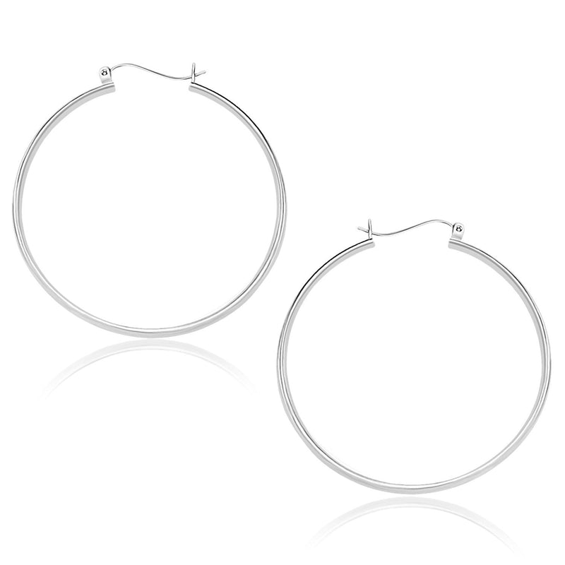 Bids.com 10k White Gold Polished Hoop Earrings (40mm) Earrings White Smoke White Gold