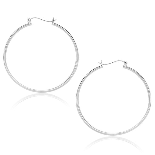 Bids.com 10k White Gold Polished Hoop Earrings (40mm) Earrings White Smoke White Gold
