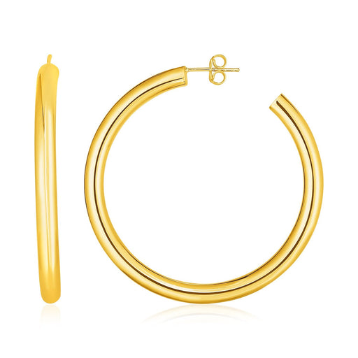 Bids.com 14k Yellow Gold Polished Hoop Earrings Earrings White Smoke Yellow Gold