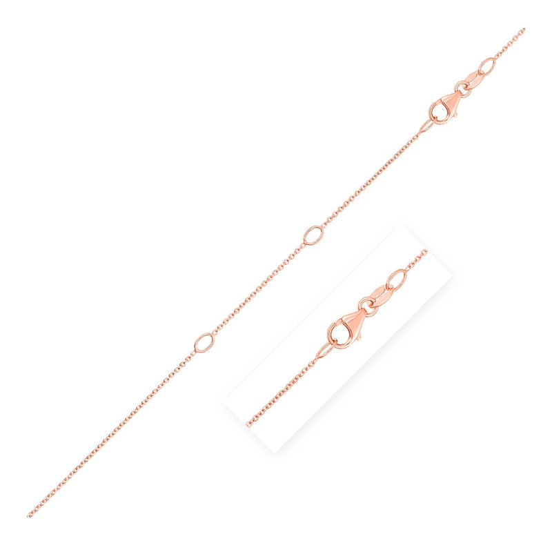 Bids.com Double Extendable Cable Chain in 14k Rose Gold (1.0mm) Necklaces White Smoke 18 / Rose Gold