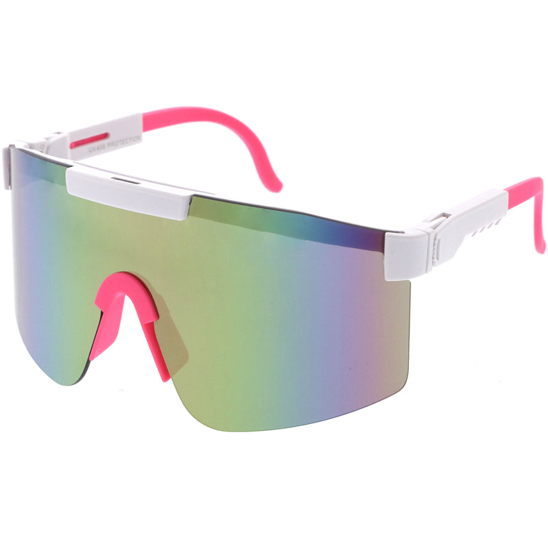 zeroUV Adjustable Futuristic Side Panel Cyberpunk Monoblock Shield Sunglasses D266 Sunglasses White Smoke White / Pink Mirror,Black / Smoke,Yellow / Purple Mirror,Blue / Pink Mirror,Green / Blue Mirror