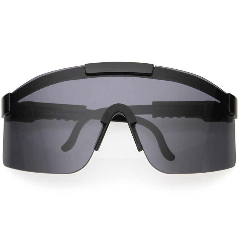 zeroUV Adjustable Futuristic Side Panel Cyberpunk Monoblock Shield Sunglasses D266 Sunglasses White Smoke Black / Smoke