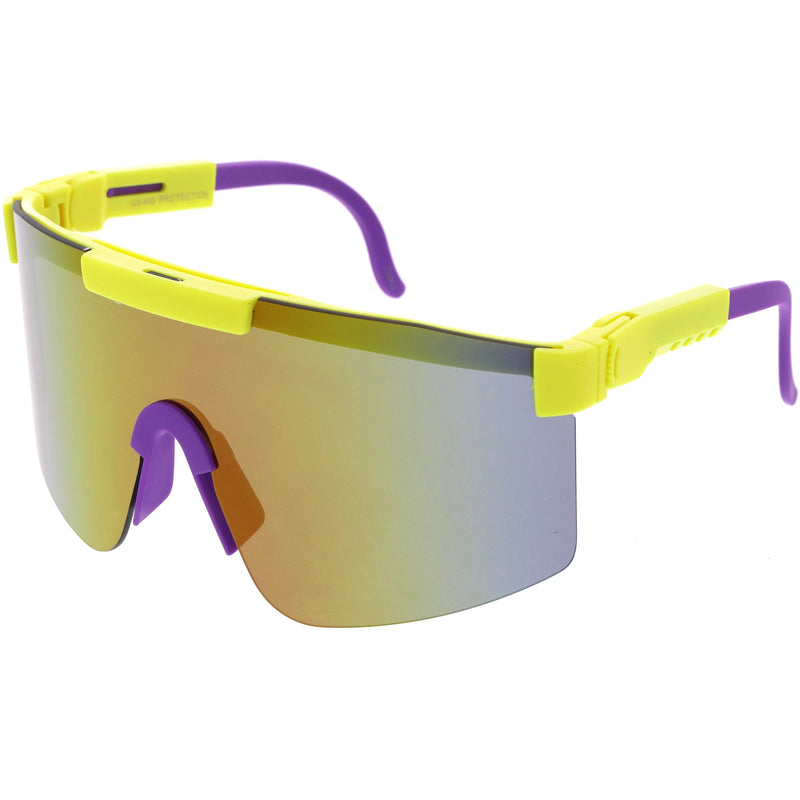 zeroUV Adjustable Futuristic Side Panel Cyberpunk Monoblock Shield Sunglasses D266 Sunglasses White Smoke White / Pink Mirror,Black / Smoke,Yellow / Purple Mirror,Blue / Pink Mirror,Green / Blue Mirror