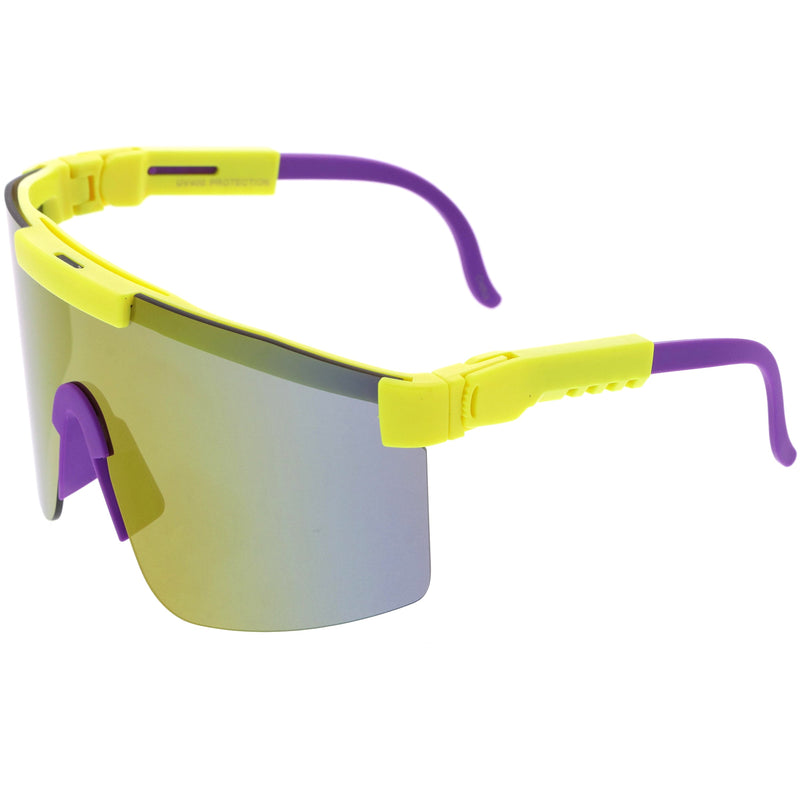 zeroUV Adjustable Futuristic Side Panel Cyberpunk Monoblock Shield Sunglasses D266 Sunglasses White Smoke White / Pink Mirror,Black / Smoke,Yellow / Purple Mirror,Blue / Pink Mirror,Green / Blue Mirror