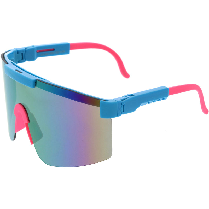 zeroUV Adjustable Futuristic Side Panel Cyberpunk Monoblock Shield Sunglasses D266 Sunglasses White Smoke White / Pink Mirror,Black / Smoke,Yellow / Purple Mirror,Blue / Pink Mirror,Green / Blue Mirror