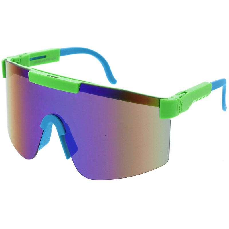 zeroUV Adjustable Futuristic Side Panel Cyberpunk Monoblock Shield Sunglasses D266 Sunglasses White Smoke White / Pink Mirror,Black / Smoke,Yellow / Purple Mirror,Blue / Pink Mirror,Green / Blue Mirror