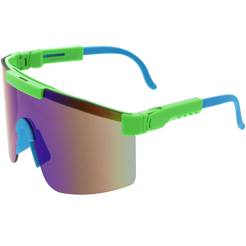 zeroUV Adjustable Futuristic Side Panel Cyberpunk Monoblock Shield Sunglasses D266 Sunglasses White Smoke White / Pink Mirror,Black / Smoke,Yellow / Purple Mirror,Blue / Pink Mirror,Green / Blue Mirror
