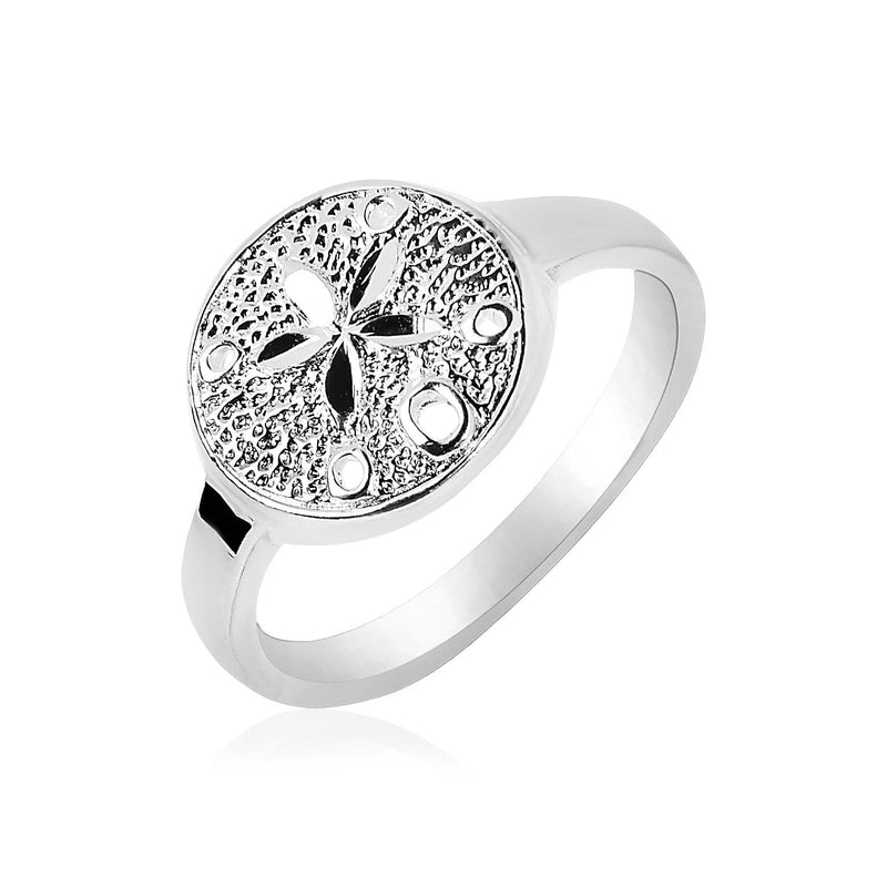Bids.com Sterling Silver Textured Sand Dollar Ring Rings White Smoke 7 / Sterling Silver,8 / Sterling Silver,9 / Sterling Silver