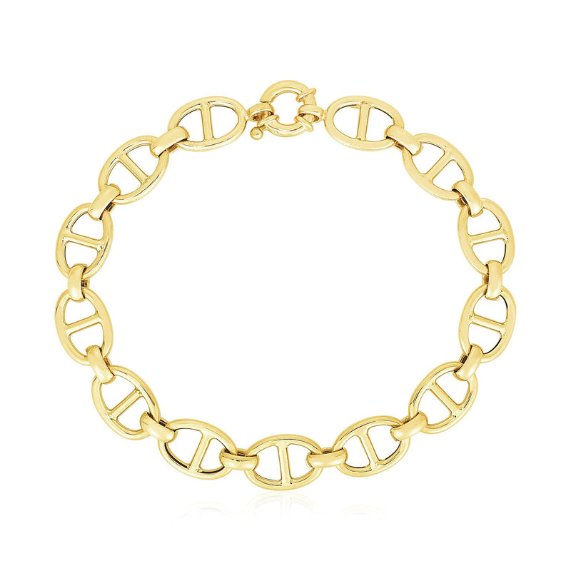 Bids.com 14k Yellow Gold High Polish Mariner Link Bracelet (8.8mm) Bracelets White Smoke 7.5 / Yellow Gold