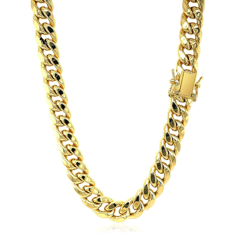 Bids.com 9.15mm 10k Yellow Gold Semi Solid Miami Cuban Chain Necklaces White Smoke 24 / Yellow Gold,26 / Yellow Gold,22 / Yellow Gold