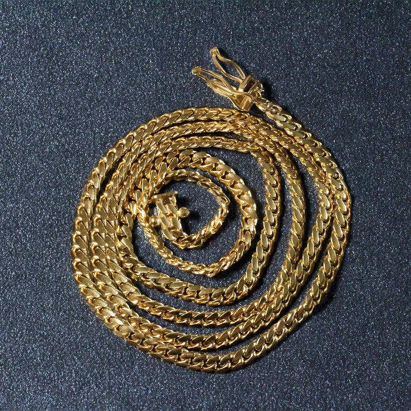 Bids.com 3.2mm 14k Yellow Gold Classic Solid Miami Cuban Chain Necklaces Dark Slate Gray 20 / Yellow Gold,22 / Yellow Gold,24 / Yellow Gold,18 / Yellow Gold