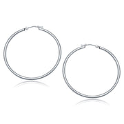Bids.com 10k White Gold Polished Hoop Earrings (40 mm) Earrings White Smoke White Gold