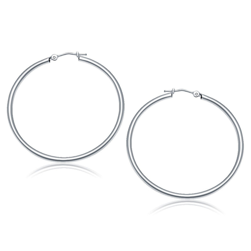 Bids.com 10k White Gold Polished Hoop Earrings (40 mm) Earrings White Smoke White Gold