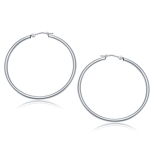 Bids.com 10k White Gold Polished Hoop Earrings (40 mm) Earrings White Smoke White Gold