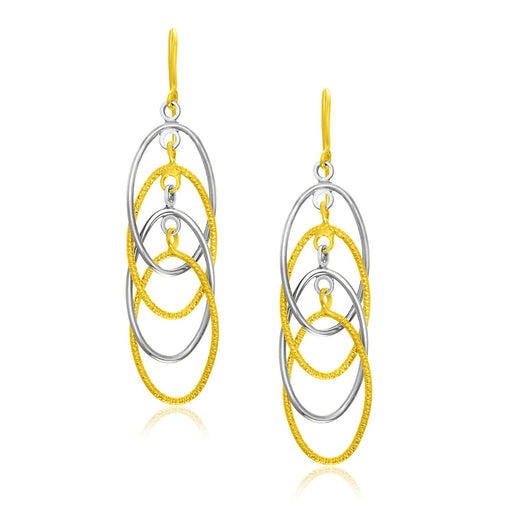 Bids.com 14k Two-Tone Gold Multiple Layer Interlaced Earrings Earrings White Smoke Two-Tone Gold