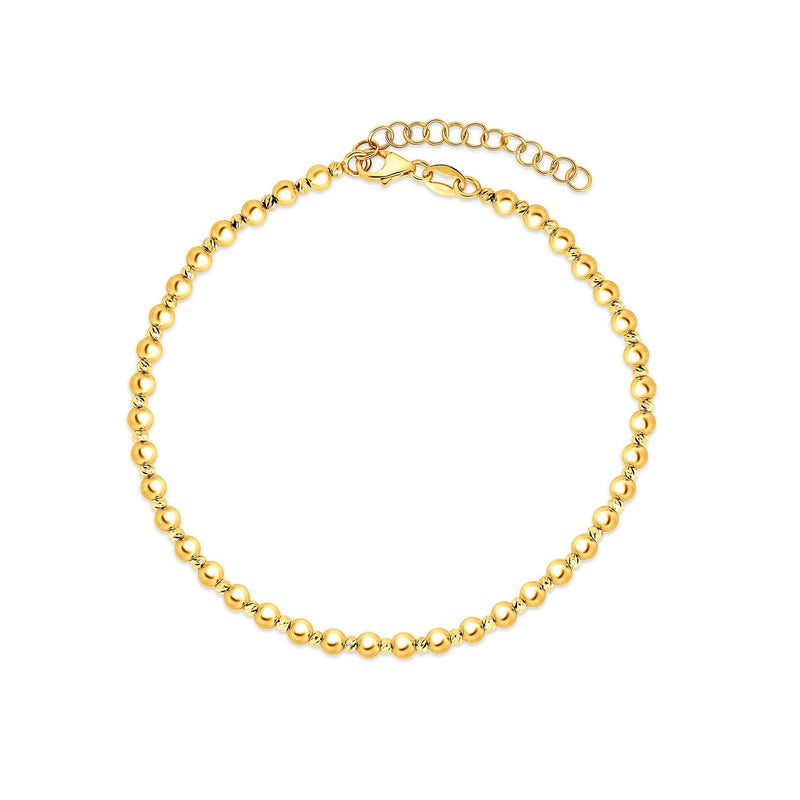 Bids.com 14k Yellow Gold Spaced Bead Bracelet  (3.00 mm) Bracelets White Smoke 8 / Yellow Gold