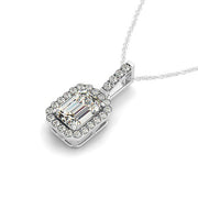Bids.com Halo Pendant With Emerald Center Diamond in 14k White Gold (1 1/5 cttw) Necklaces White Smoke 18 / White Gold